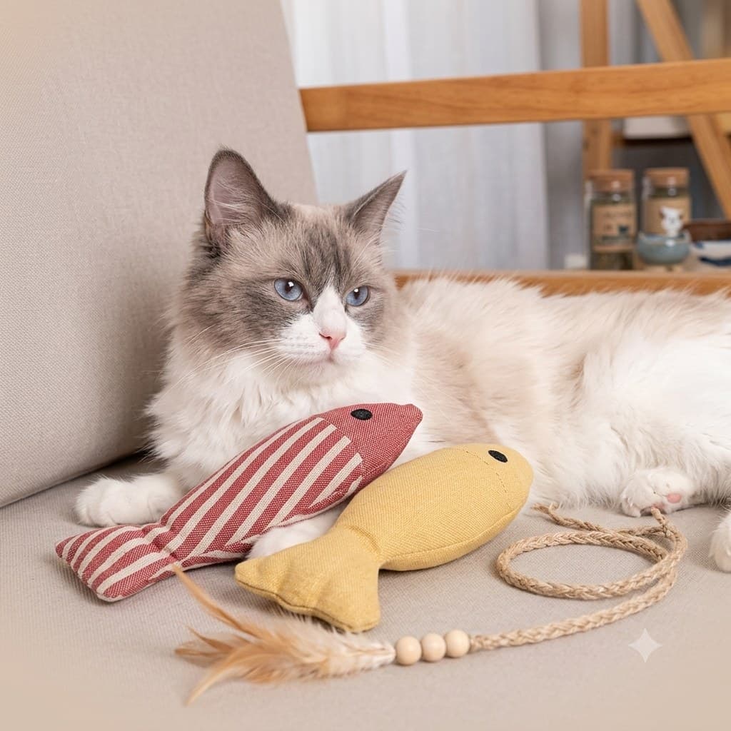 Poisson frétillant en lin à l'herbe à chat