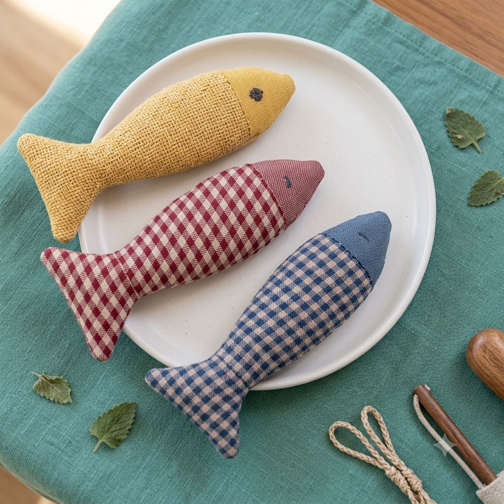 Poisson frétillant en lin à l'herbe à chat